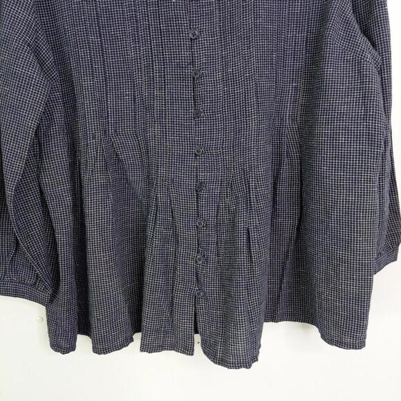 Levis Top Womens Large Pintuck Pleating Plaid Country Western Full Button Front - Picture 4 of 8